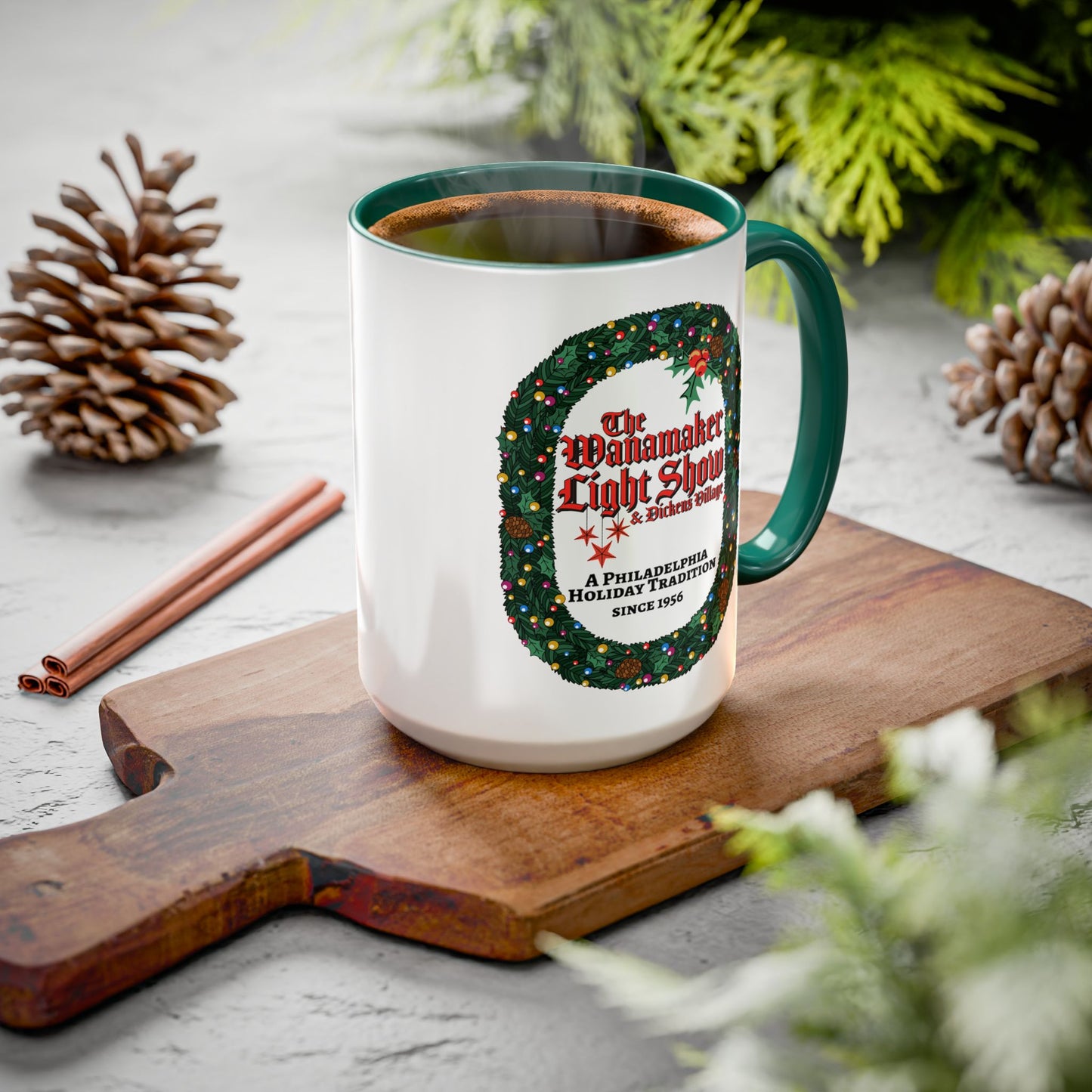 'The Wanamaker Light Show' Holiday Wreath Mug - 11oz/15oz