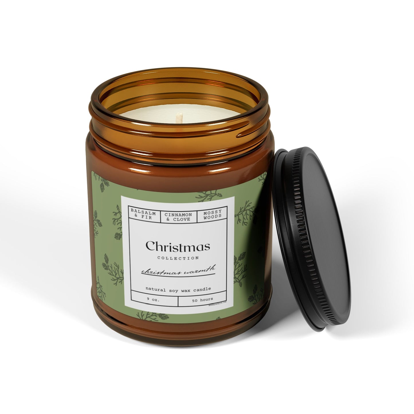 Christmas Warmth Scented Soy Candle in Festive Amber Jar