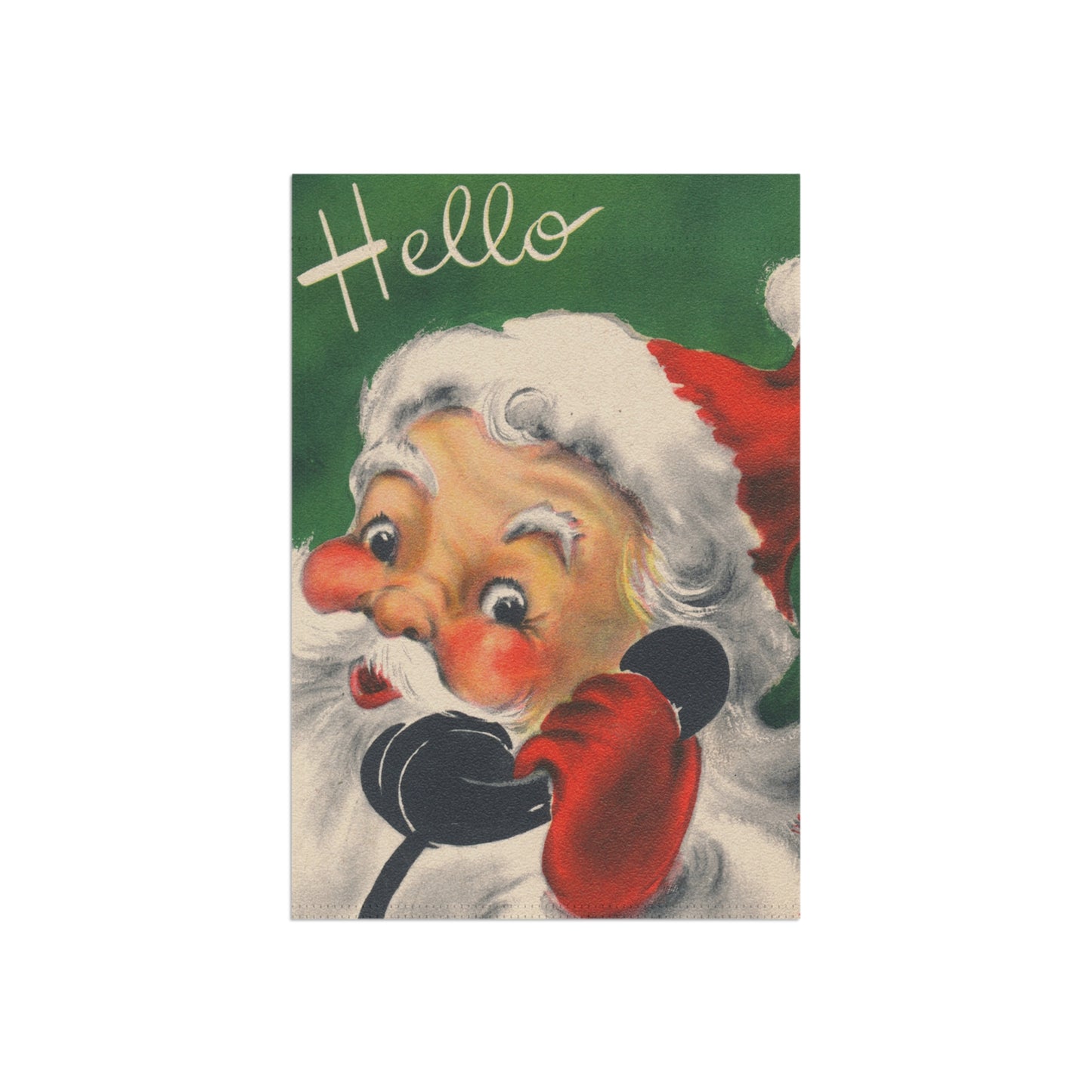 Retro Santa saying Hi! Christmas Garden Flag or House Banner