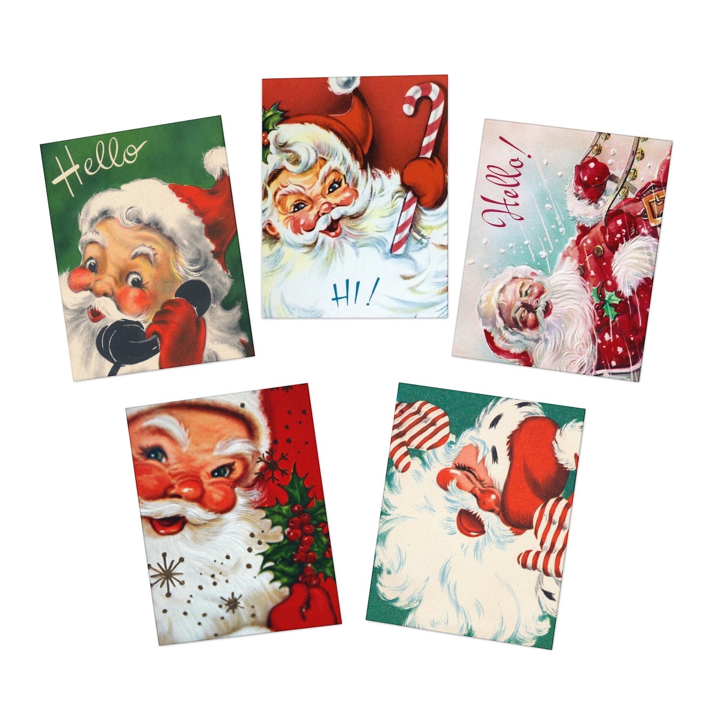 Retro Santa Claus Christmas Greeting Card 5-Pack