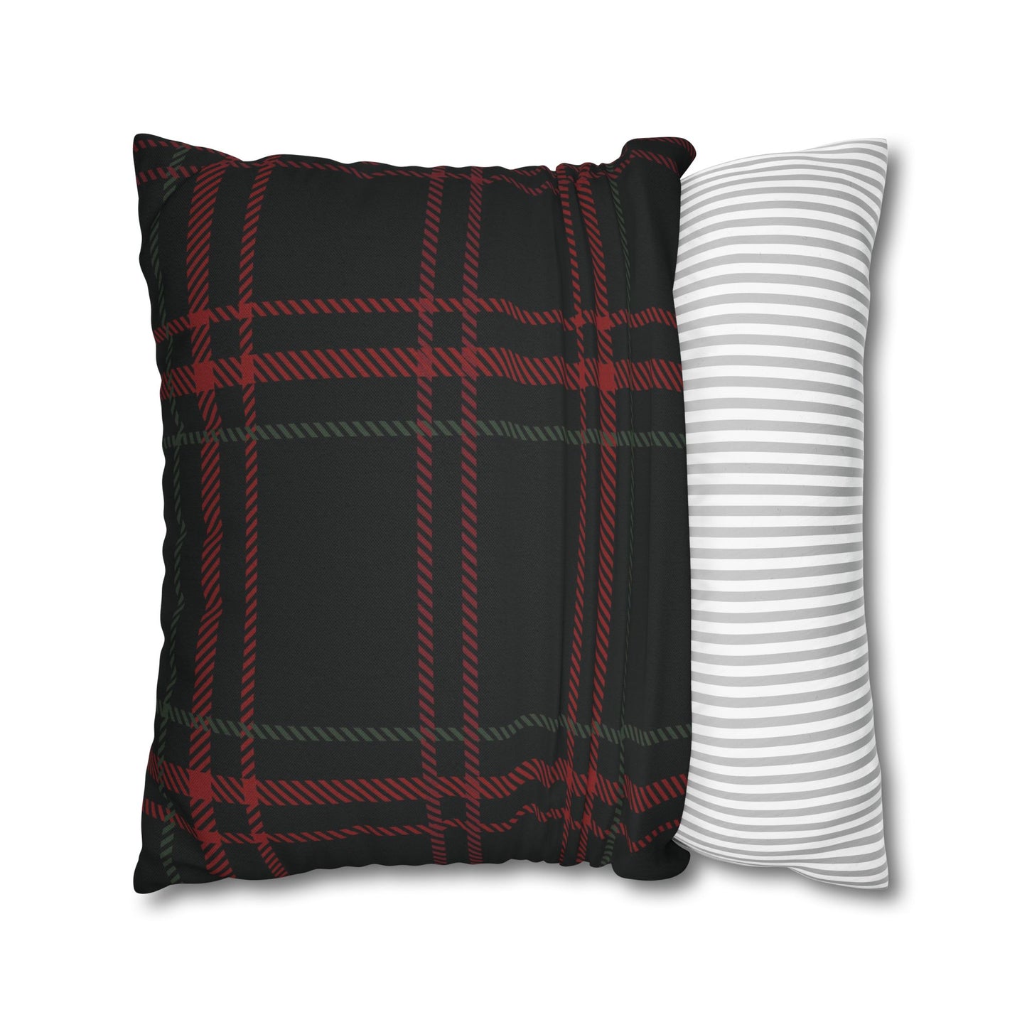 Festive Nutcrackers on Christmas Plaid Square Pillow Case