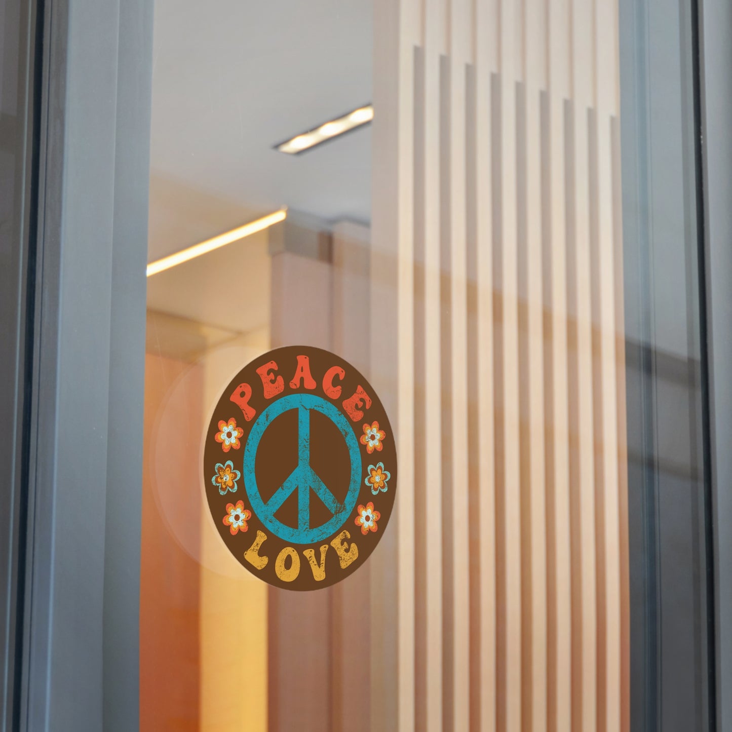Peace & Love Round Vinyl Sticker