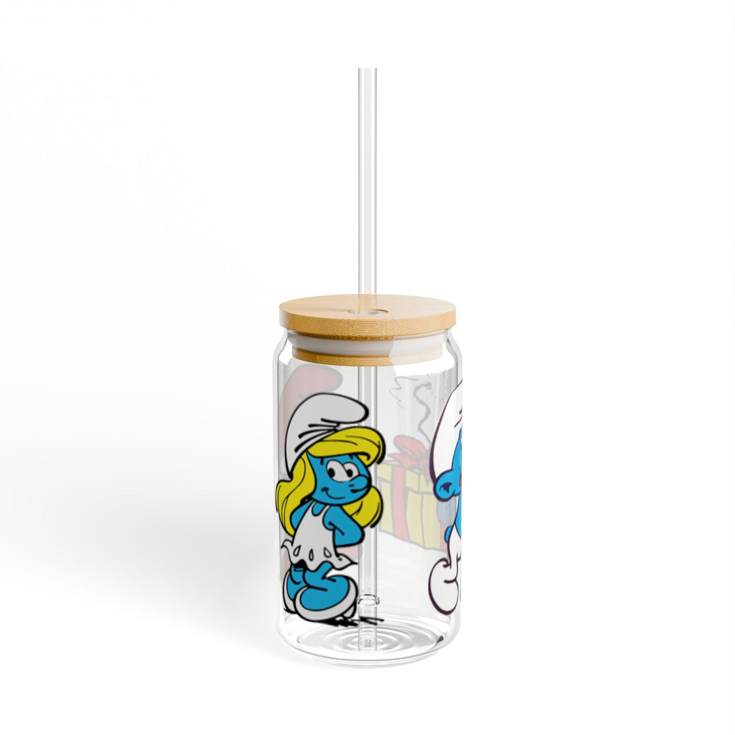 Smurfs Themed Sipper Glass, 16oz | Papa Smurf, Smurfette, Jokey Smurf