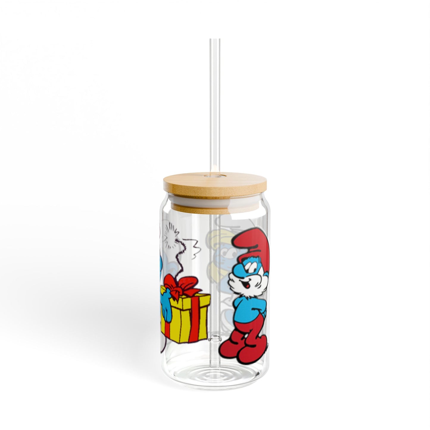 Smurfs Themed Sipper Glass, 16oz | Papa Smurf, Smurfette, Jokey Smurf