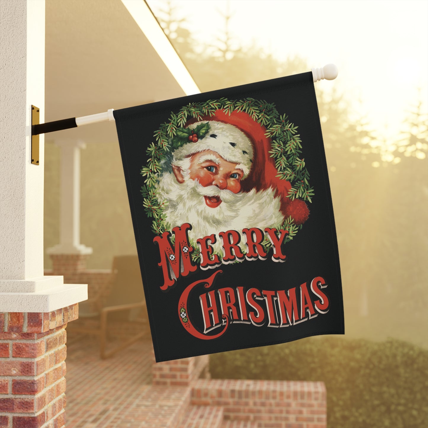 Retro Santa “Merry Christmas” Garden Flag or House Banner