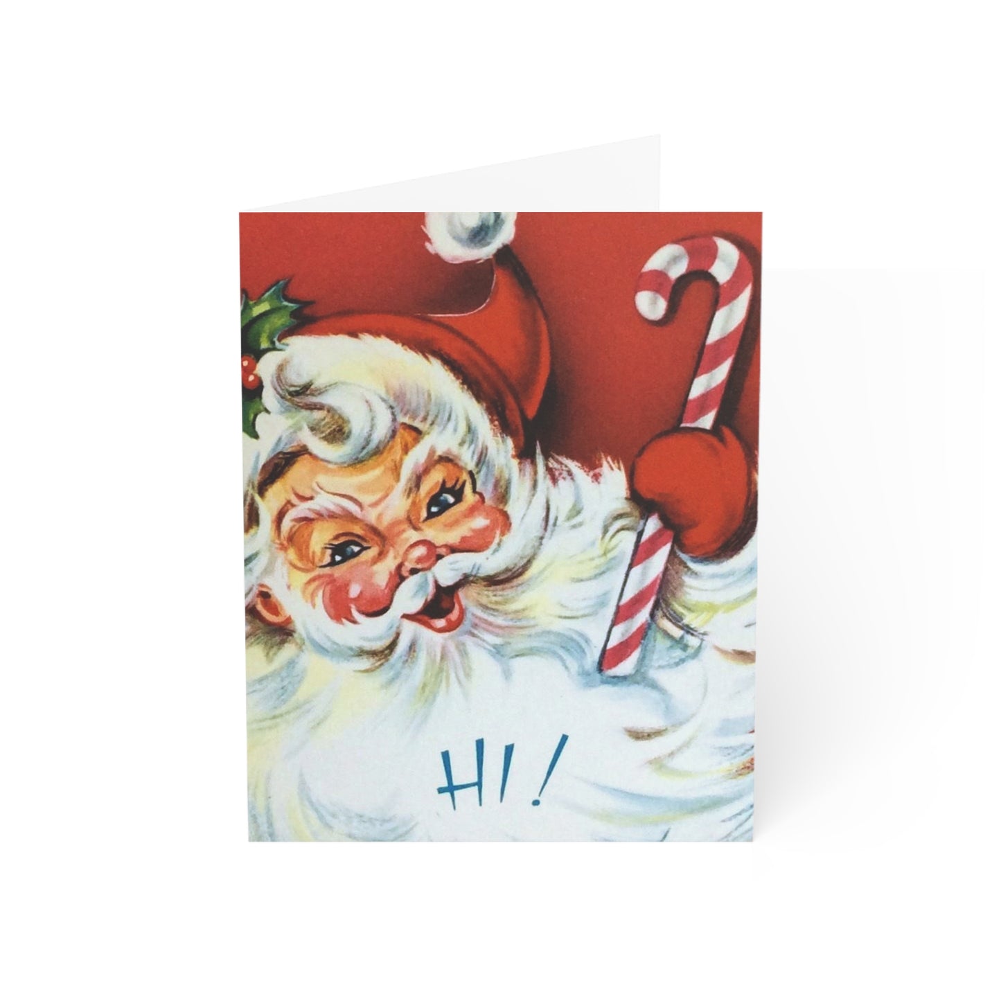 Retro Candy Cane Santa Christmas Greeting Card