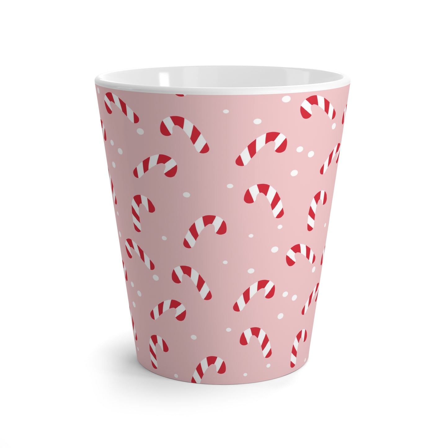 Latte Mug, 12oz - Peppermint Pink Candy Canes