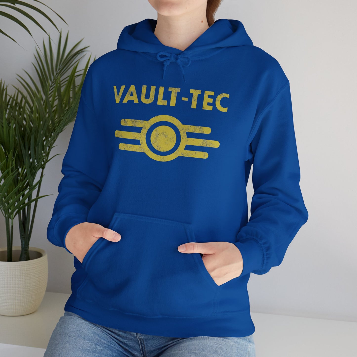 Fallout Distressed Vault-Tec Royal Blue Unisex Hoodie | up to Plus Size 5X