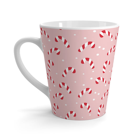 Latte Mug, 12oz - Peppermint Pink Candy Canes