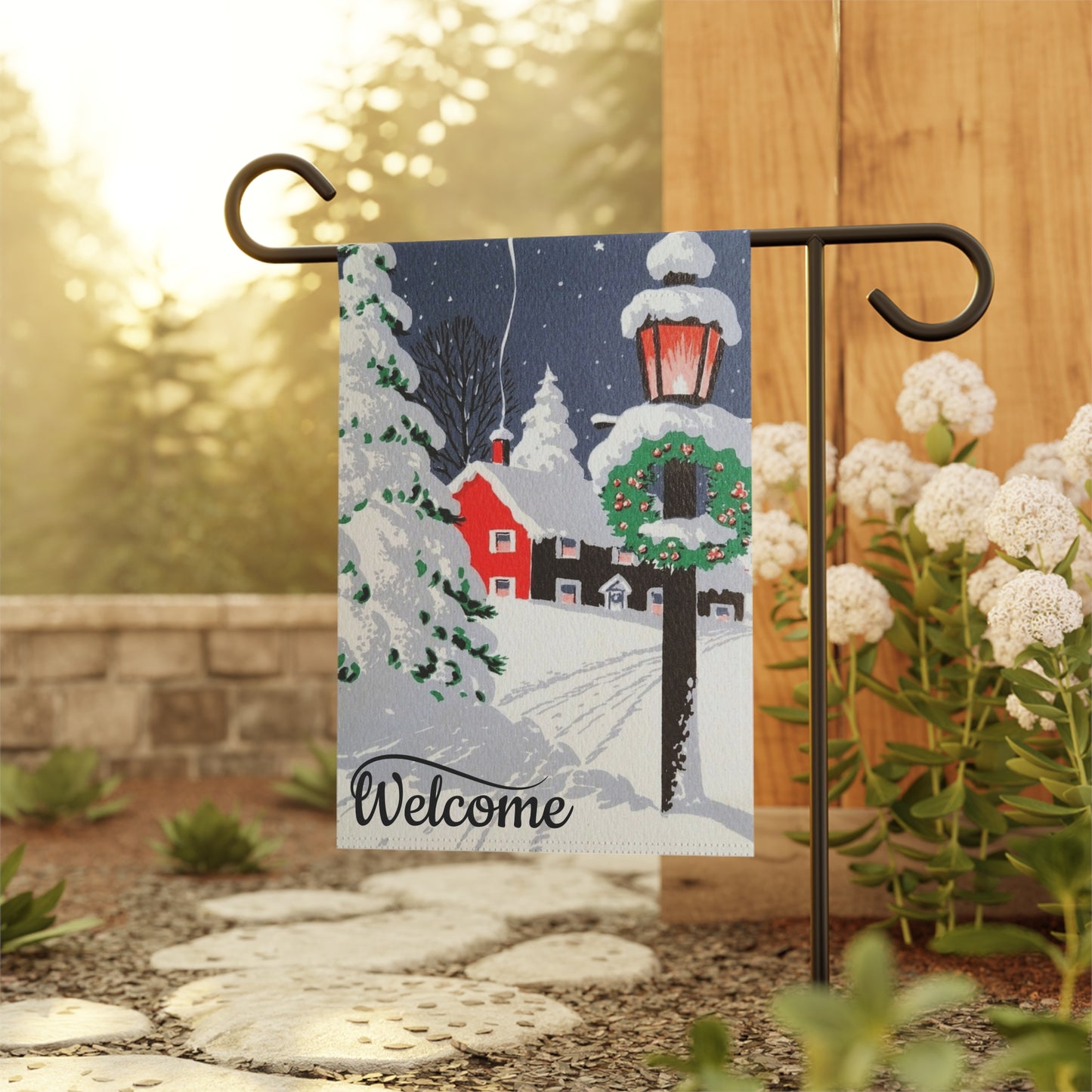 Vintage Style Christmas Garden Flag or Welcome Banner