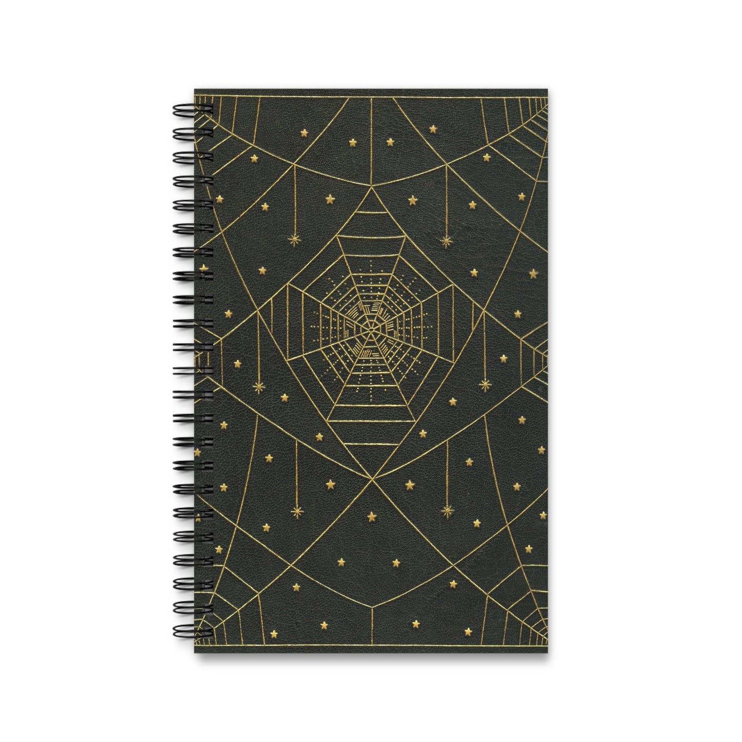 Spiral Notebook - Gold Spiderwebs | Blank, Dot Grid, Lined, Task