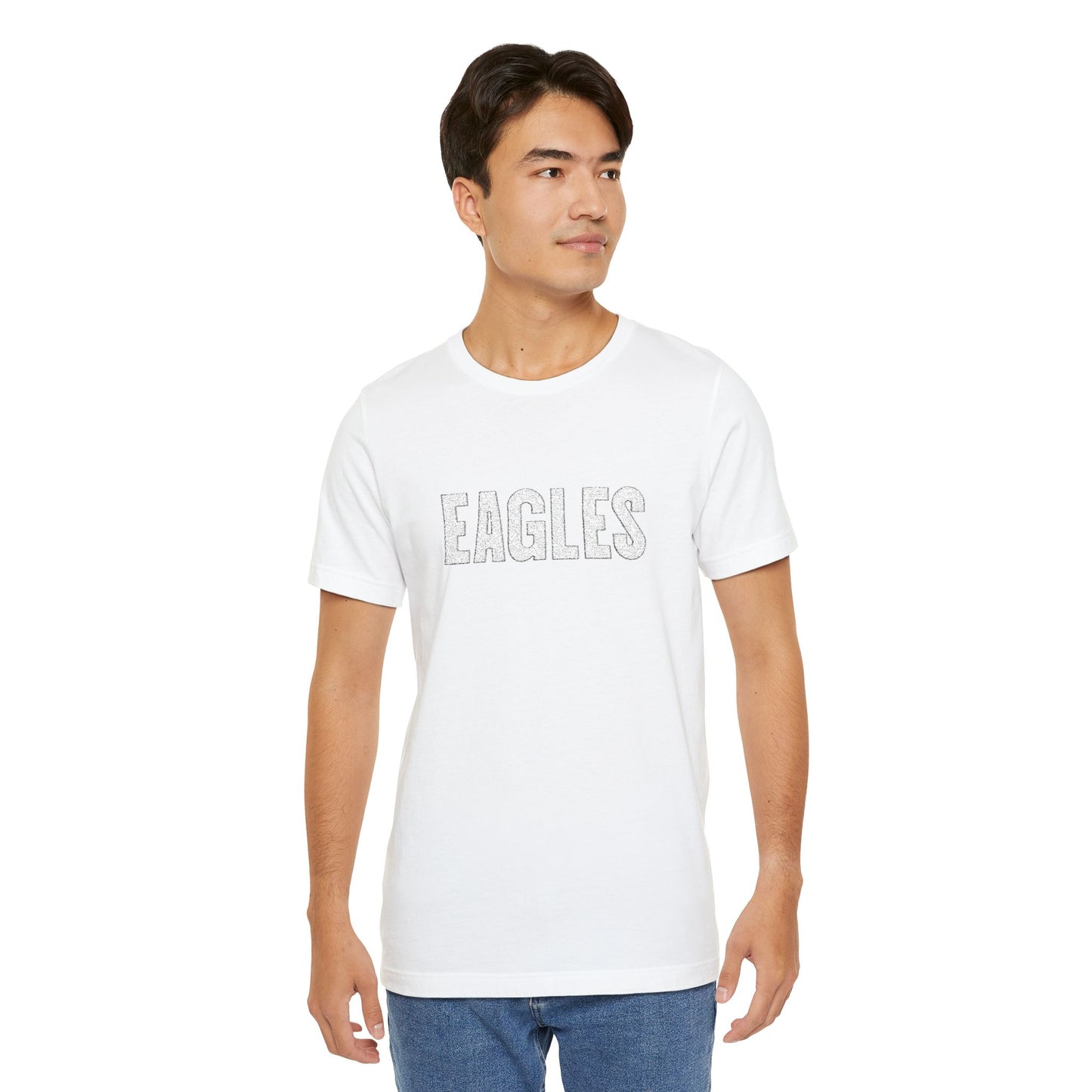 Eagles White Tone-on-Tone Embroidered Tee