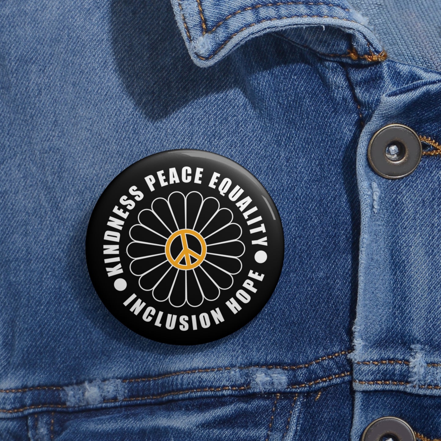 KINDNESS & PEACE Statement Pin in black